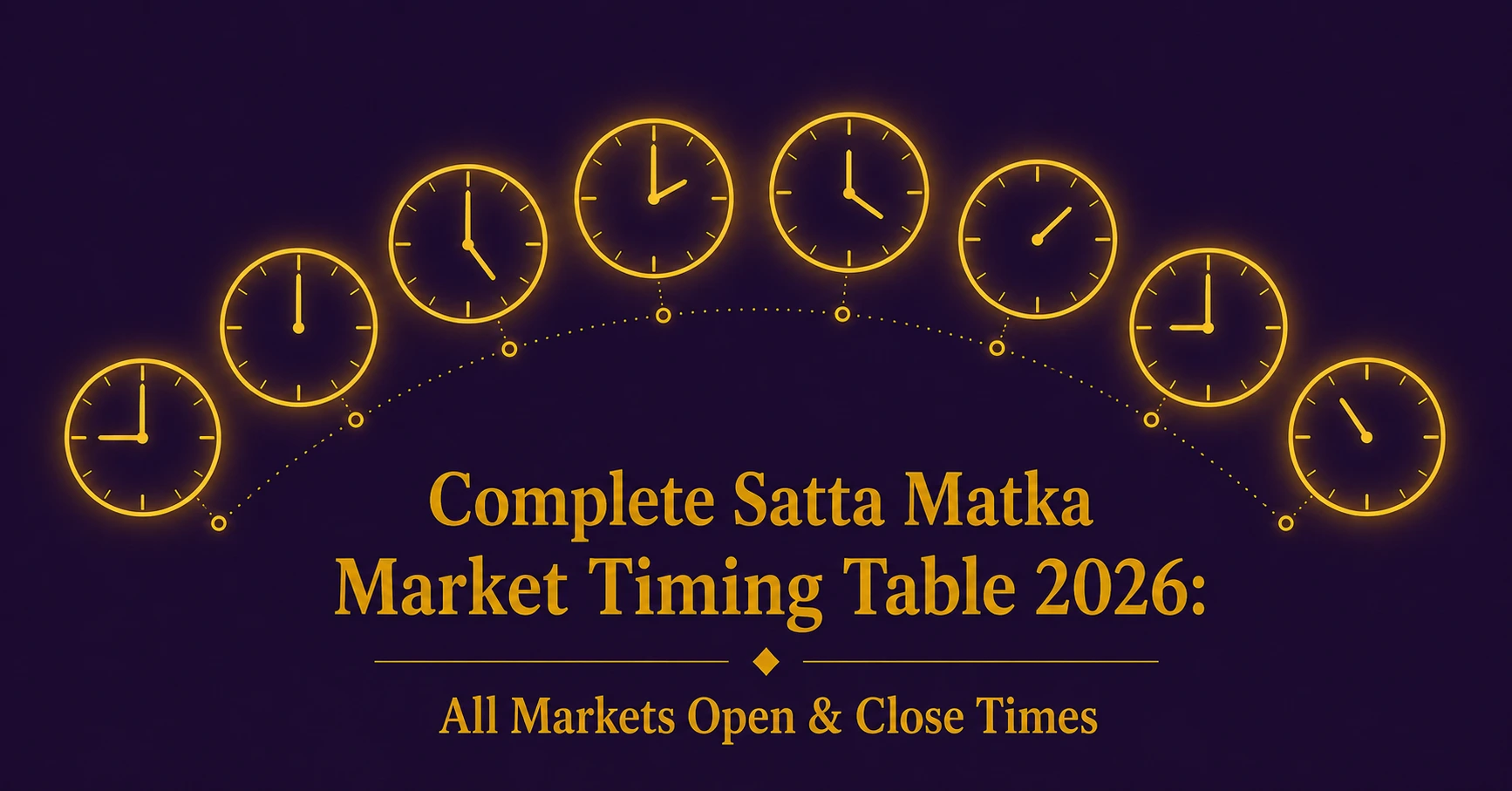 Satta Matka Timing Table 2026: All Markets Open & Close